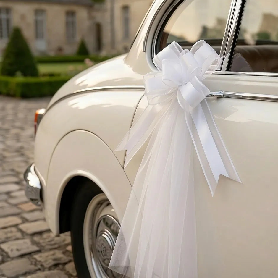 Nœud en Tulle Voiture Mariage