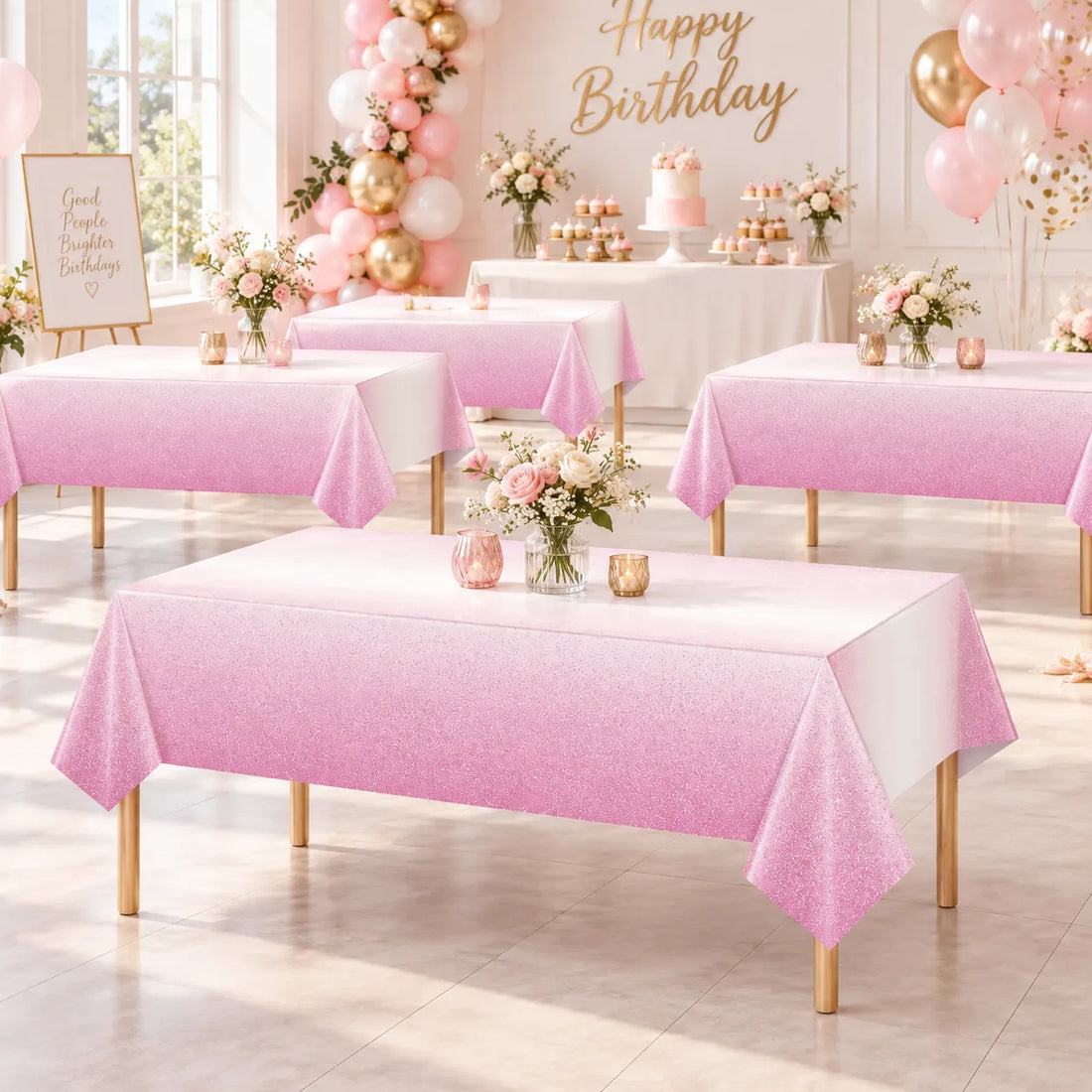 Nappe Anniversaire Dégradé Rose Classe