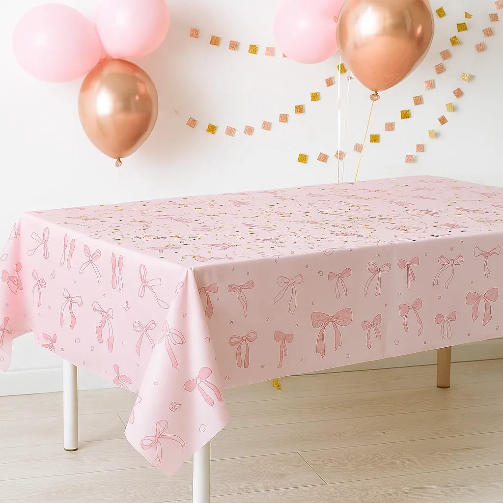 Nappe Anniversaire Rose à Nœuds