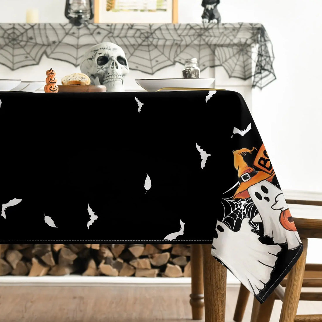 Nappe Halloween Noire Fantômes Elégant