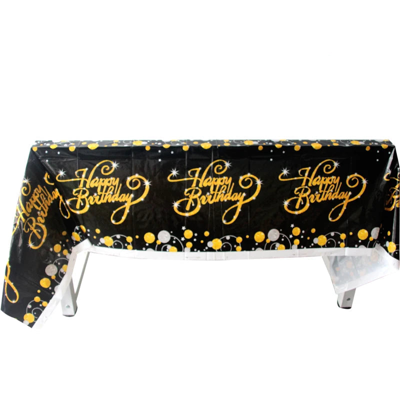 Nappe Happy Birthday Noir et Or