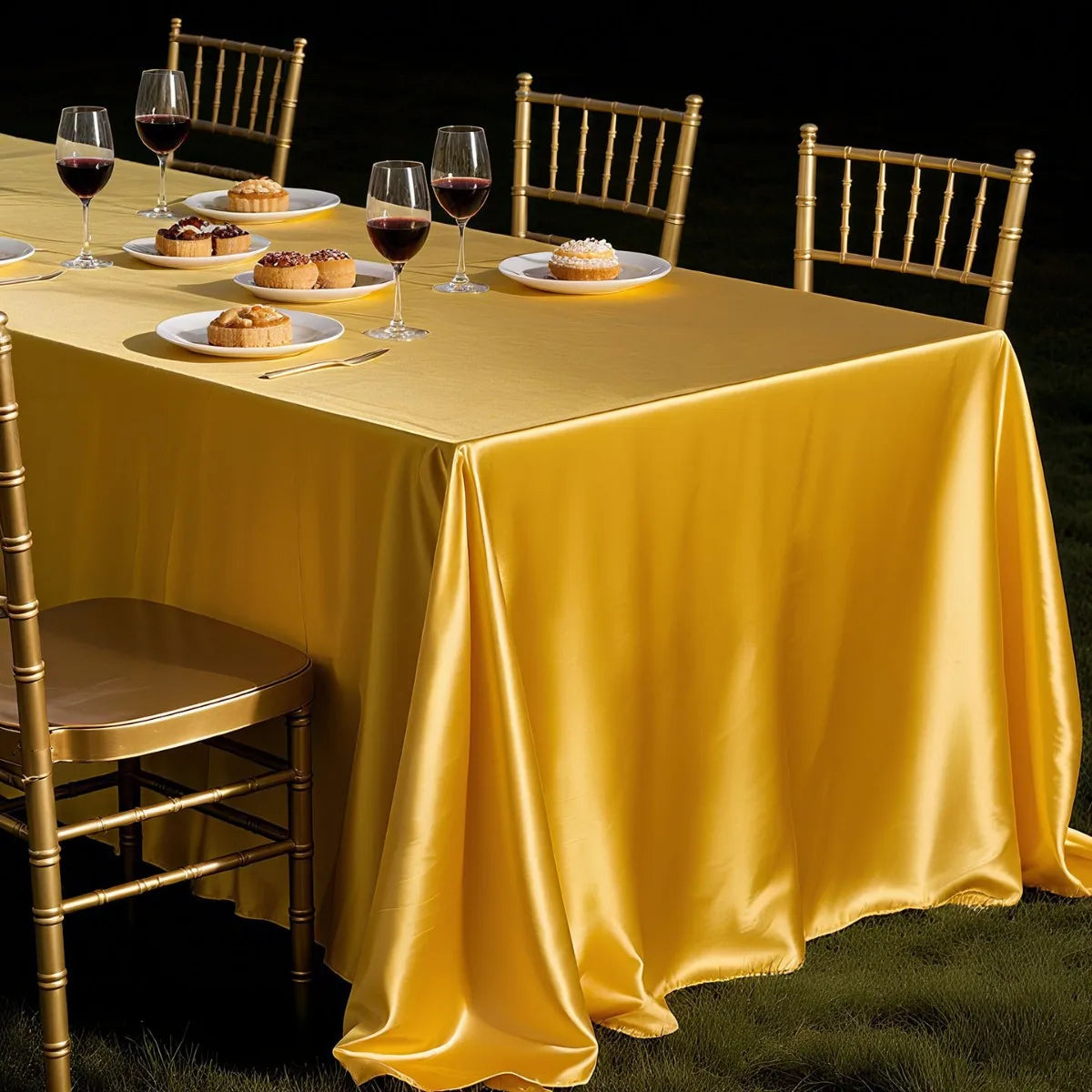 Nappe Mariage Jaune en Satin Jaune