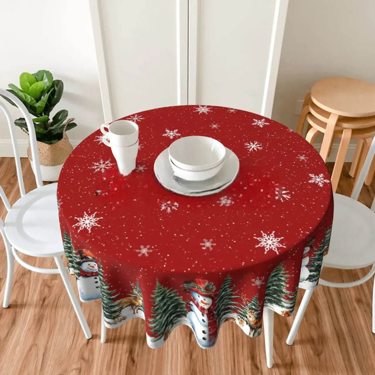 Nappe Ronde de Noël Rouge