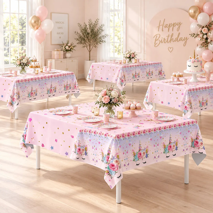 Nappe Rose Thème Licorne