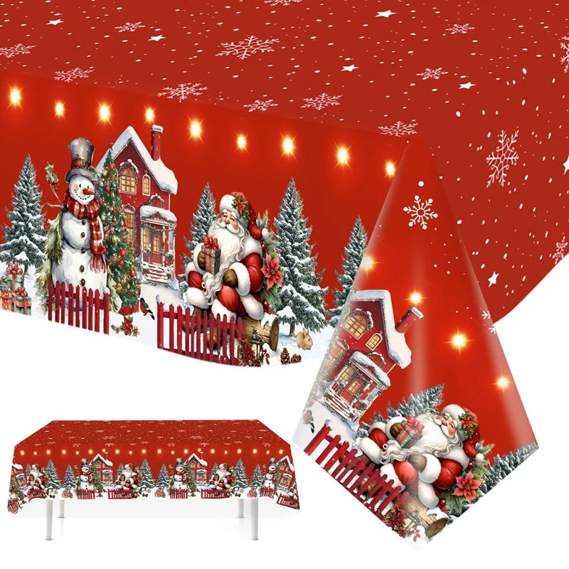 Nappe Rouge Village de Noël Rouge
