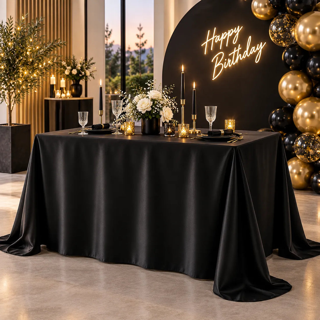 Nappe Tissu en Satin Noir