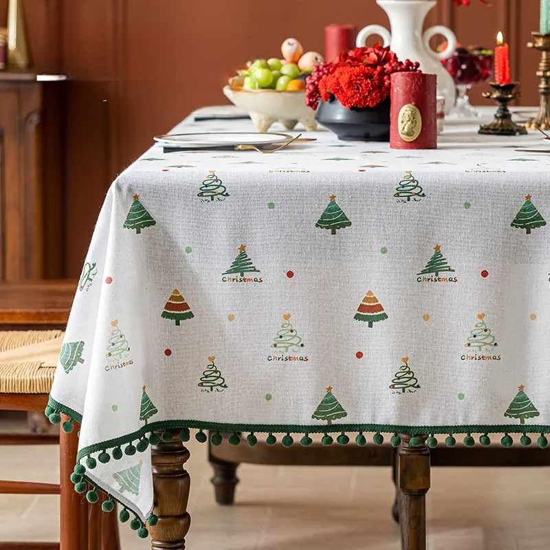 Nappe de Noël Blanche à Sapin