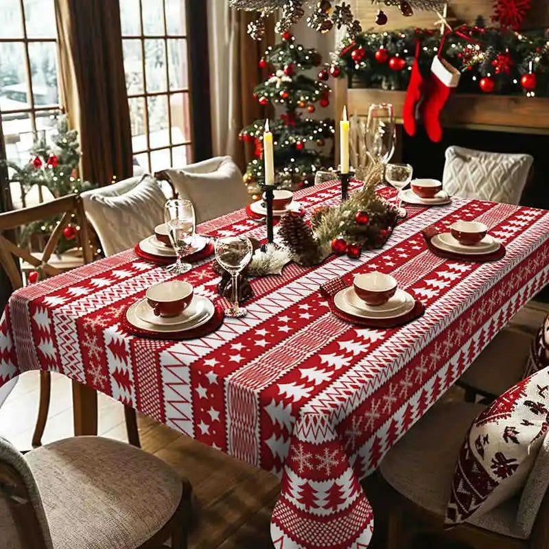 Nappe de Noël à Motifs Géométrique Festifs