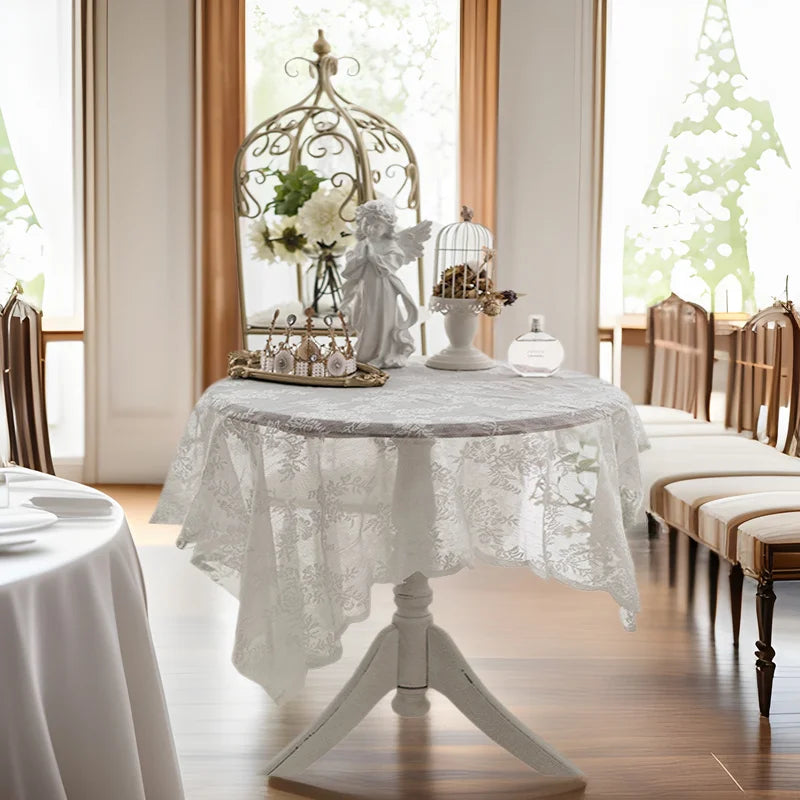 Nappe de Table Blanche en Dentelles Elégant