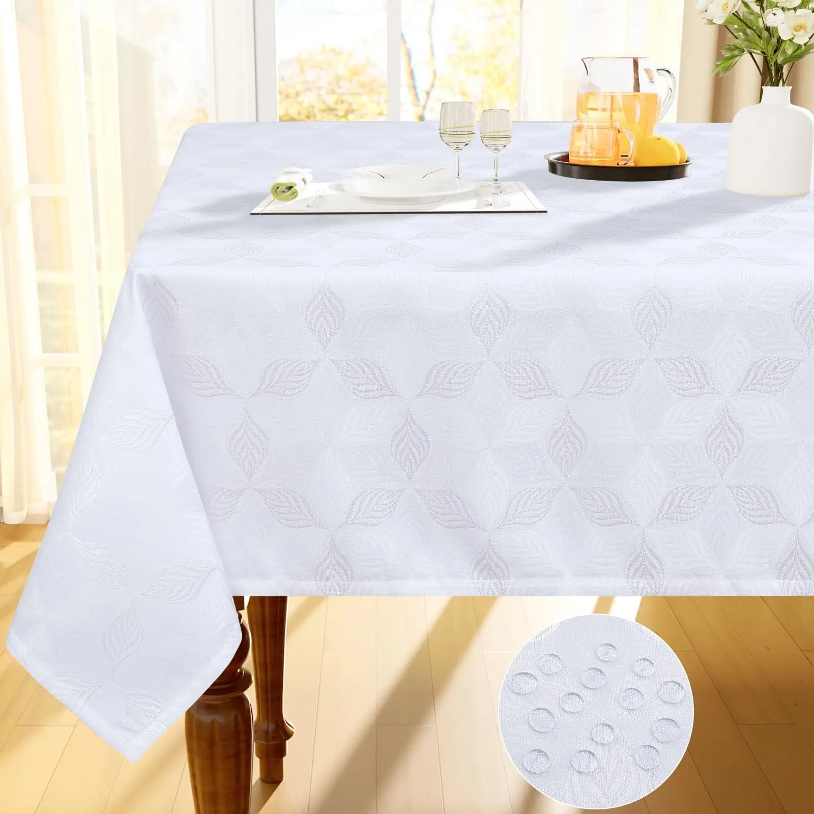 Nappe de Table Jacquard Blanche