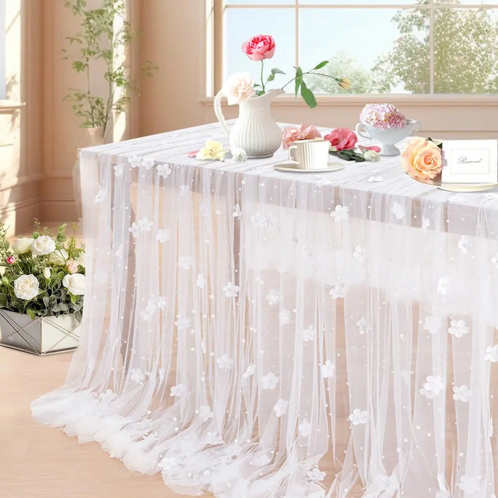 Nappe de Table Saint-Valentin à Perles et à Fleurs