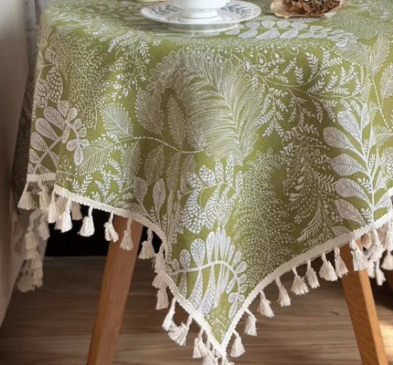 Nappe de Table Verte à Motif Feuilles Chic