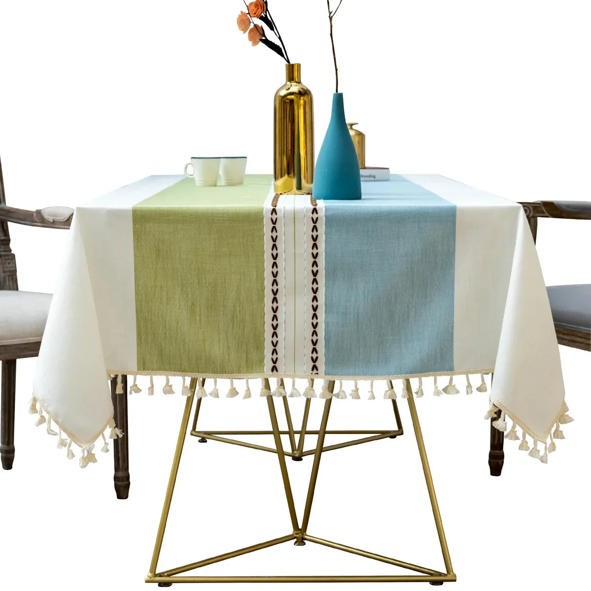 Nappe de Table en Lin Design Vert