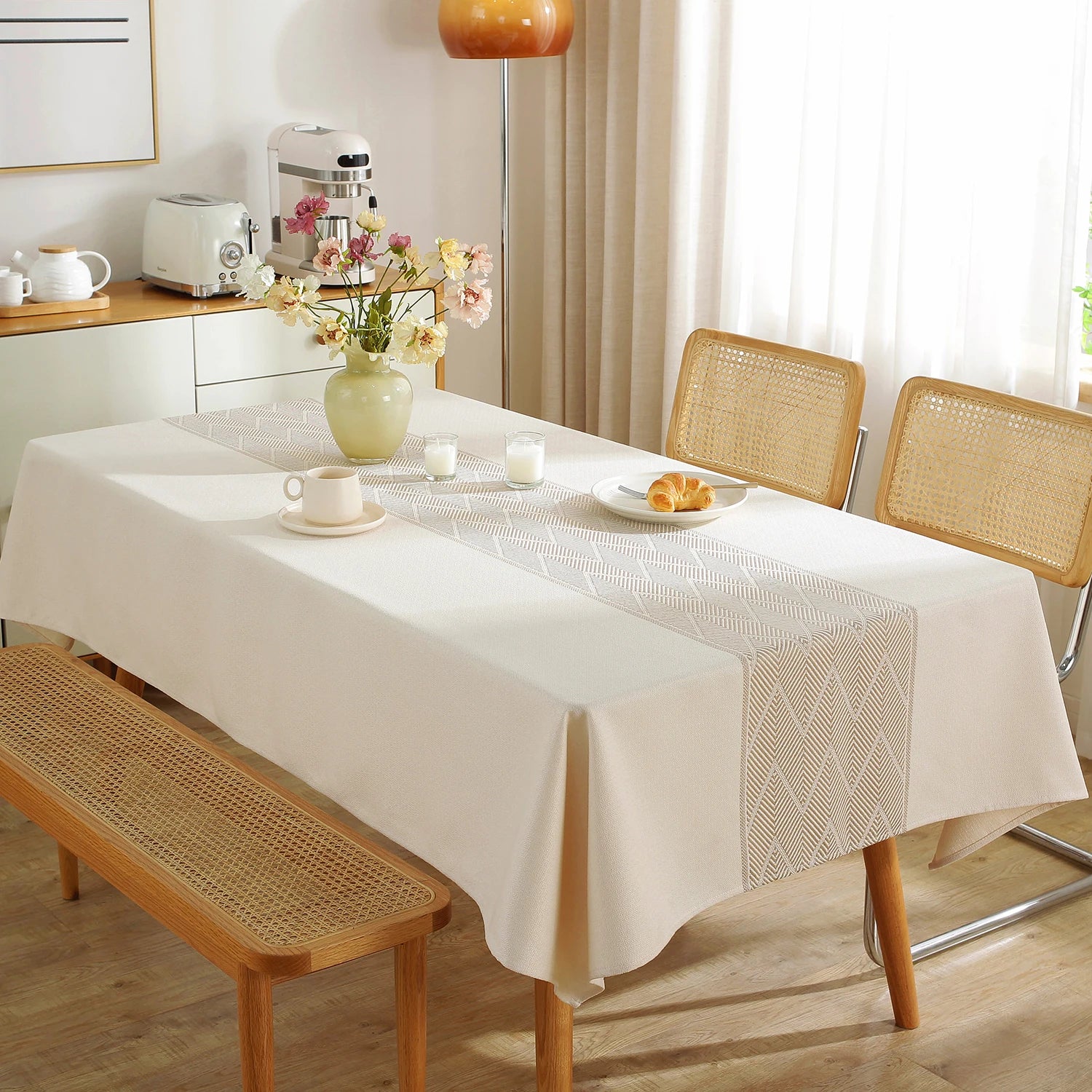 Nappe de Table en Lin à Motifs Géométriques