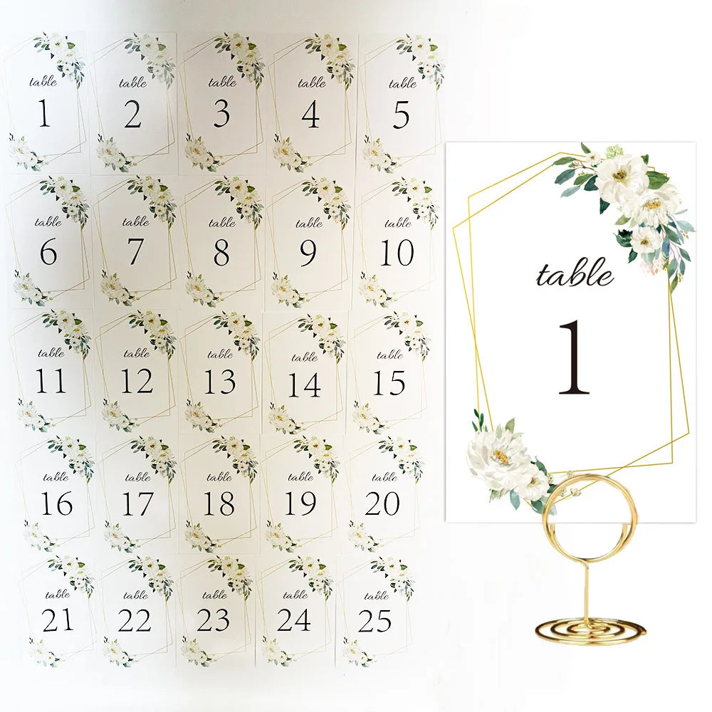 Numéro de Table Mariage Fleuri glamour