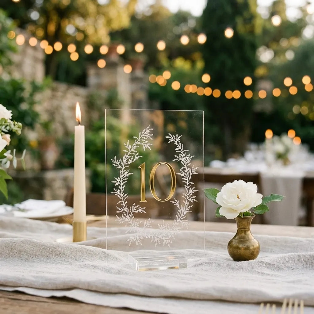 Numéro de Table Mariage Transparent Acrylique stylé