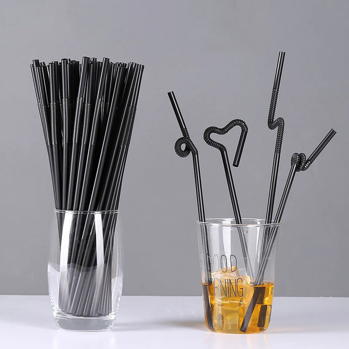 Paille En Plastique Noire