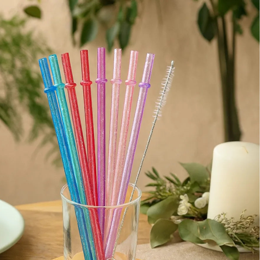 Paille En Plastique Pailletée