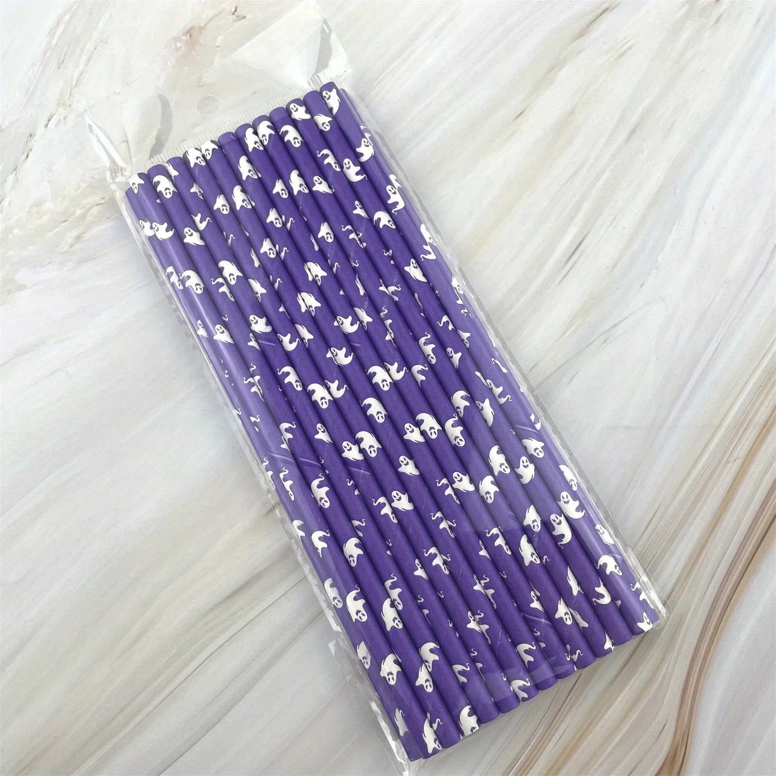 Paille Halloween Violet Motif Fantômes Chic