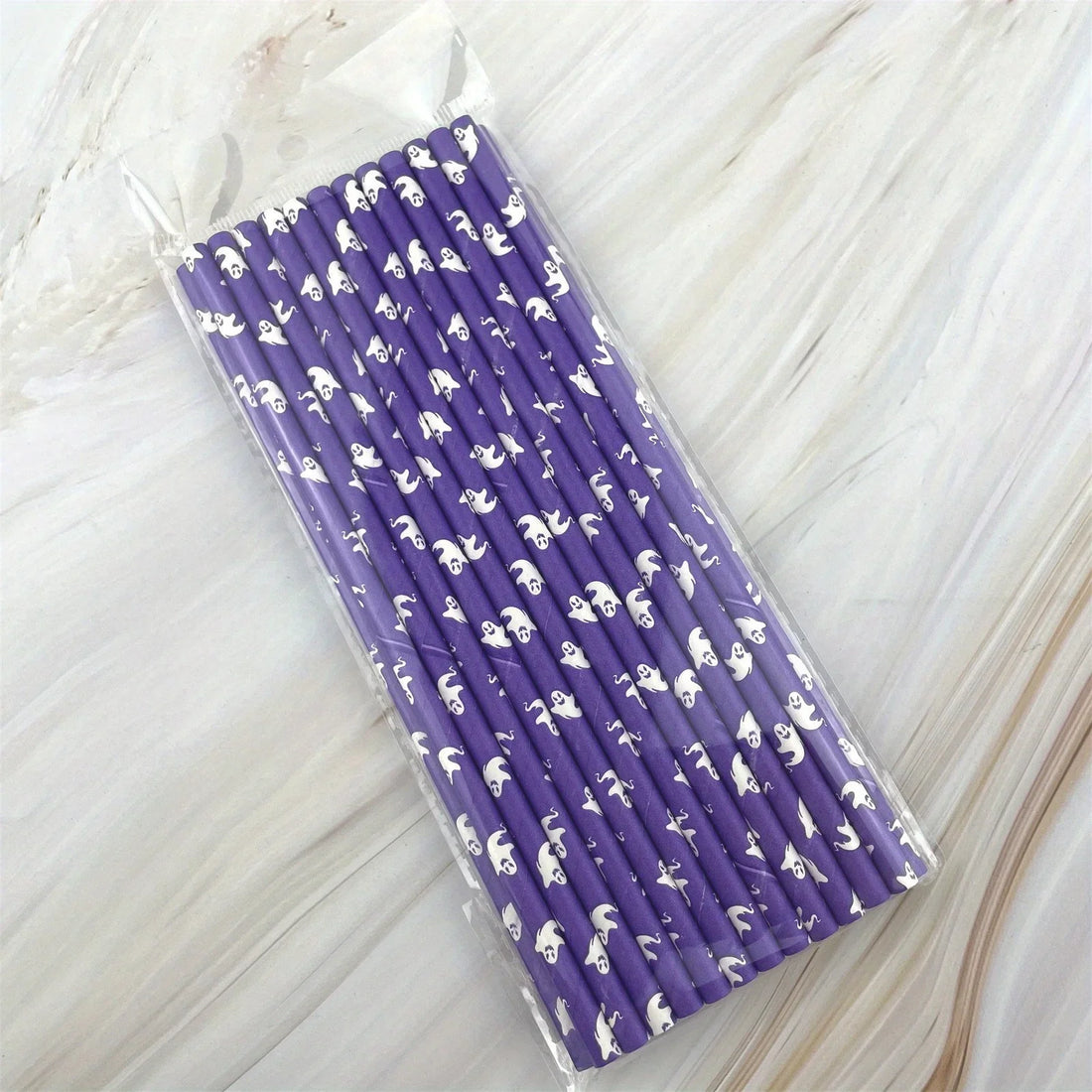 Paille Halloween Violet Motif Fantômes Chic