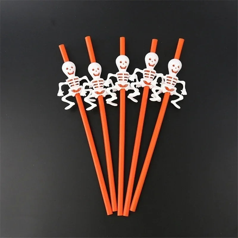 Paille Jetable Orange Squelette Design
