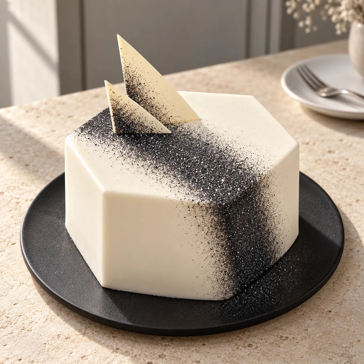 Paillette Noire Déco Gâteau Minimaliste