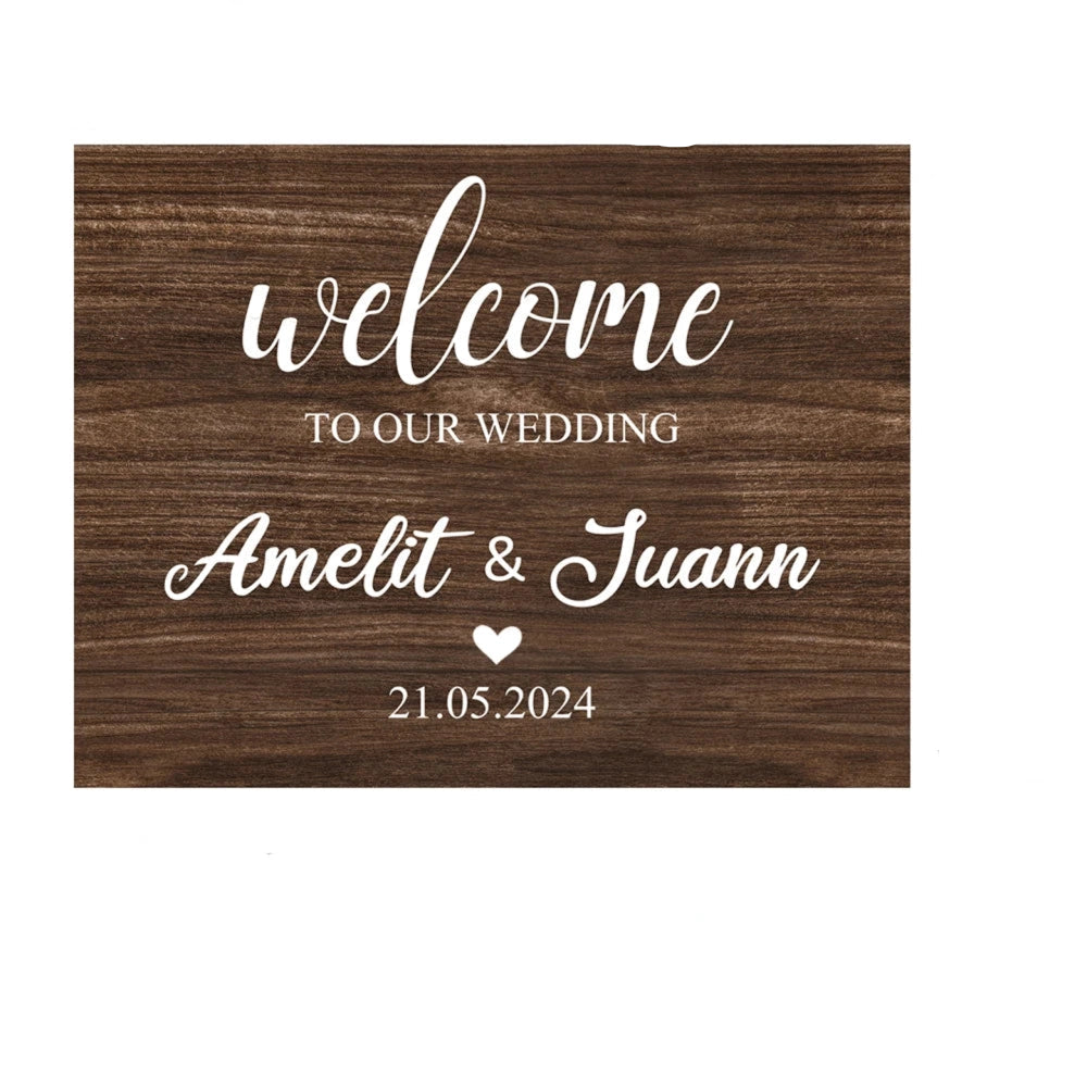 Panneau Bois Bienvenue Mariage Original