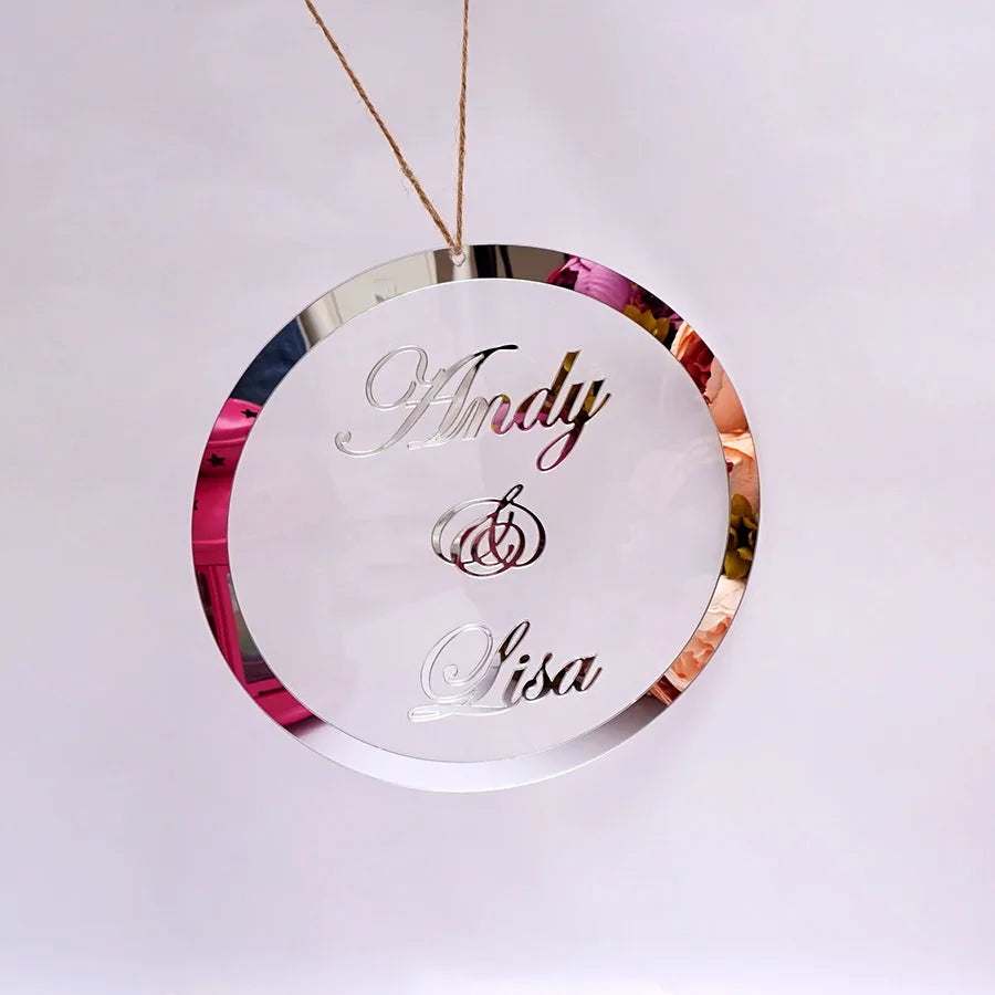 Panneau de Bienvenue Mariage Rond Acrylique Argenté Unique