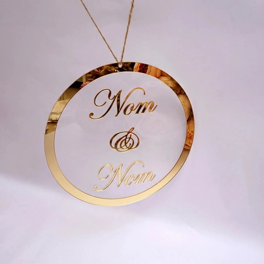 Panneau de Bienvenue Mariage Rond Acrylique Doré