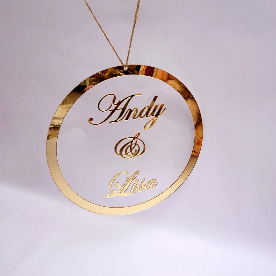 Panneau de Bienvenue Mariage Rond Acrylique Doré Unique