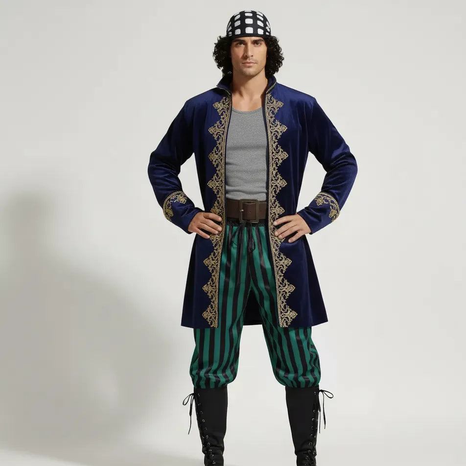 Pantalon Pirate Rayé Vert pour Homme