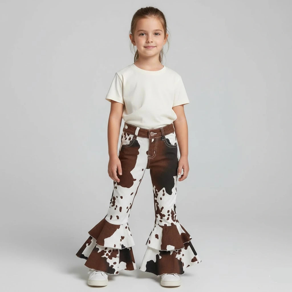 Pantalon Évasé Imprimé Vache Fille