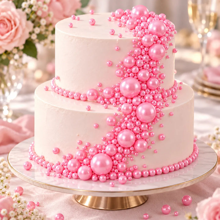 Perles Comestibles Gâteau Rose Glamour
