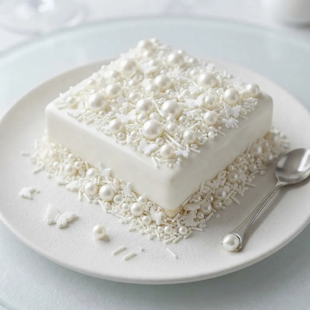 Perles Et Vermicelles Blancs Déco Gâteau Minimaliste