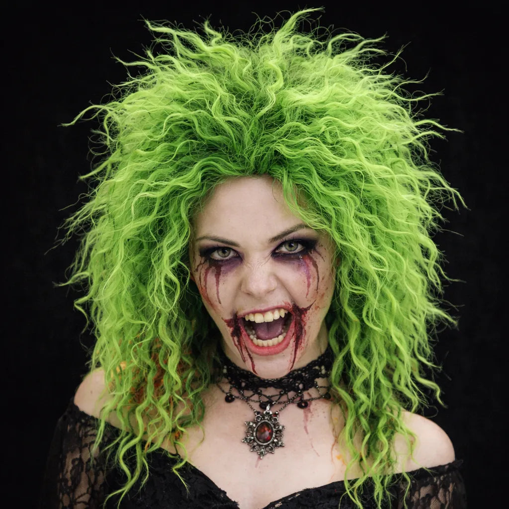 Perruque Halloween Verte Ondulée
