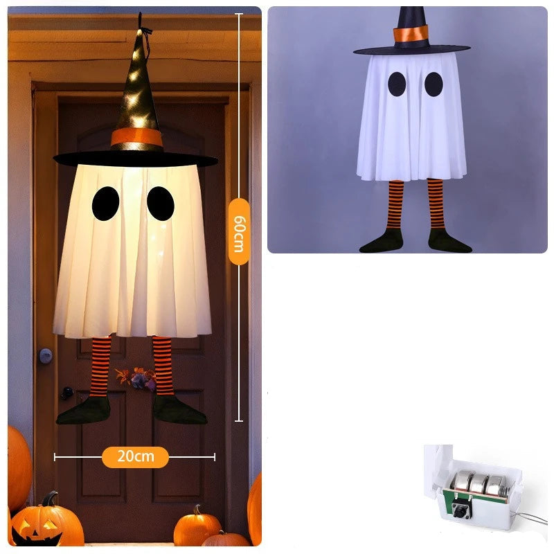 Petit Fantôme à Chapeau Orange Lumineux Unique