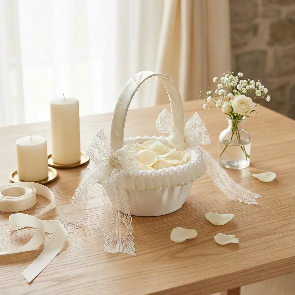 Petit Panier à Pétales Champagne romantique