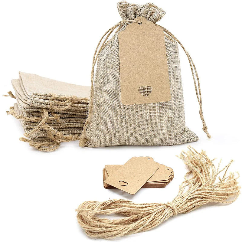 Petit Sac à Dragées en Jute Beige