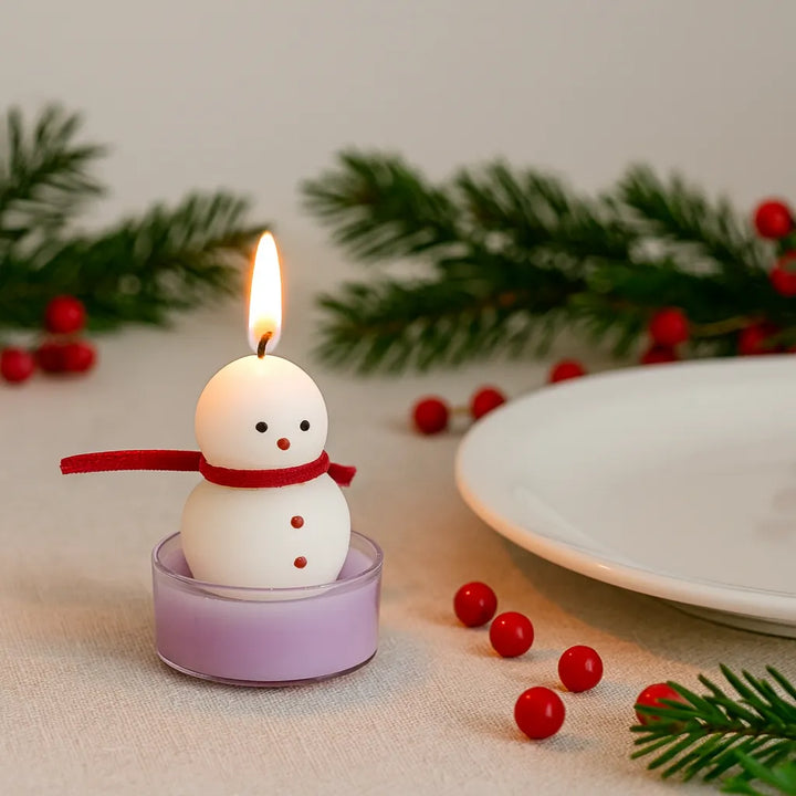 Petite Bougie Bonhomme de Neige