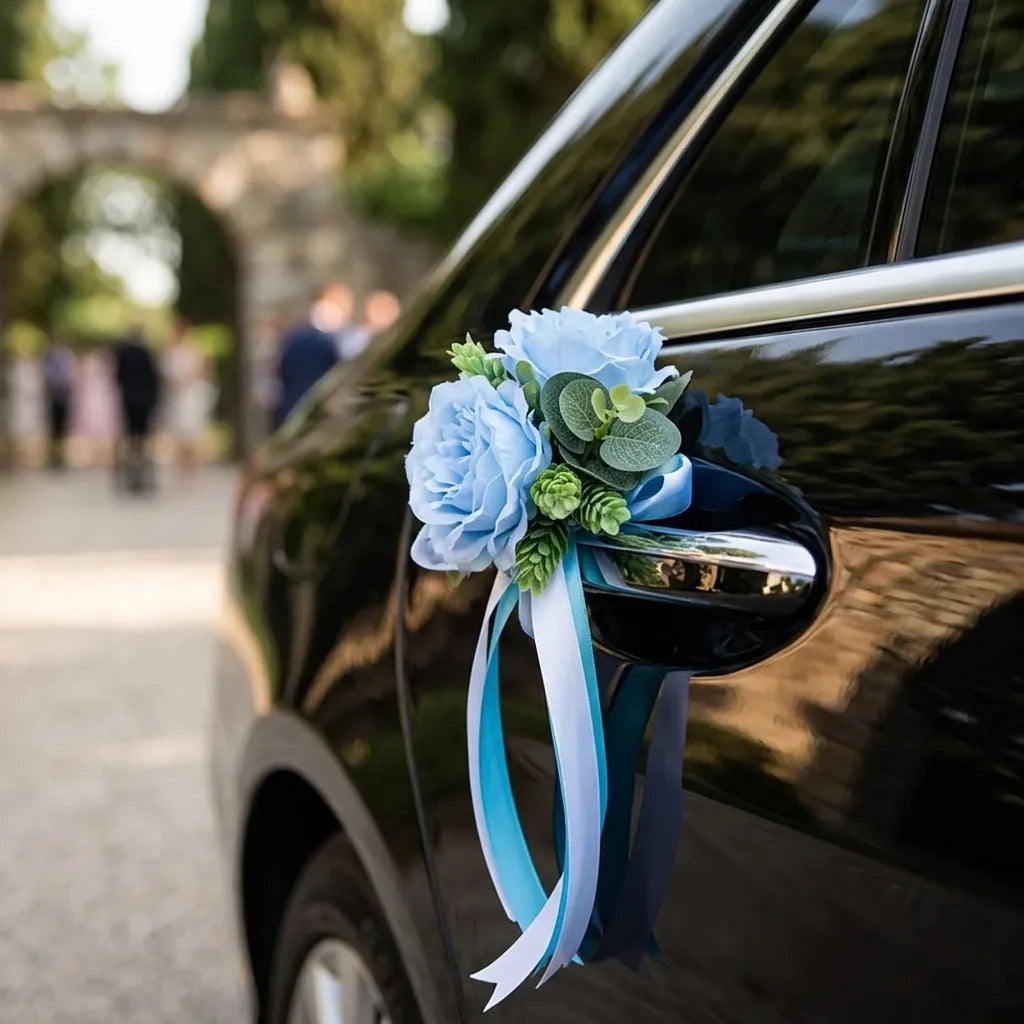 Petites Fleurs Bleues pour Voiture Mariage luxuriant