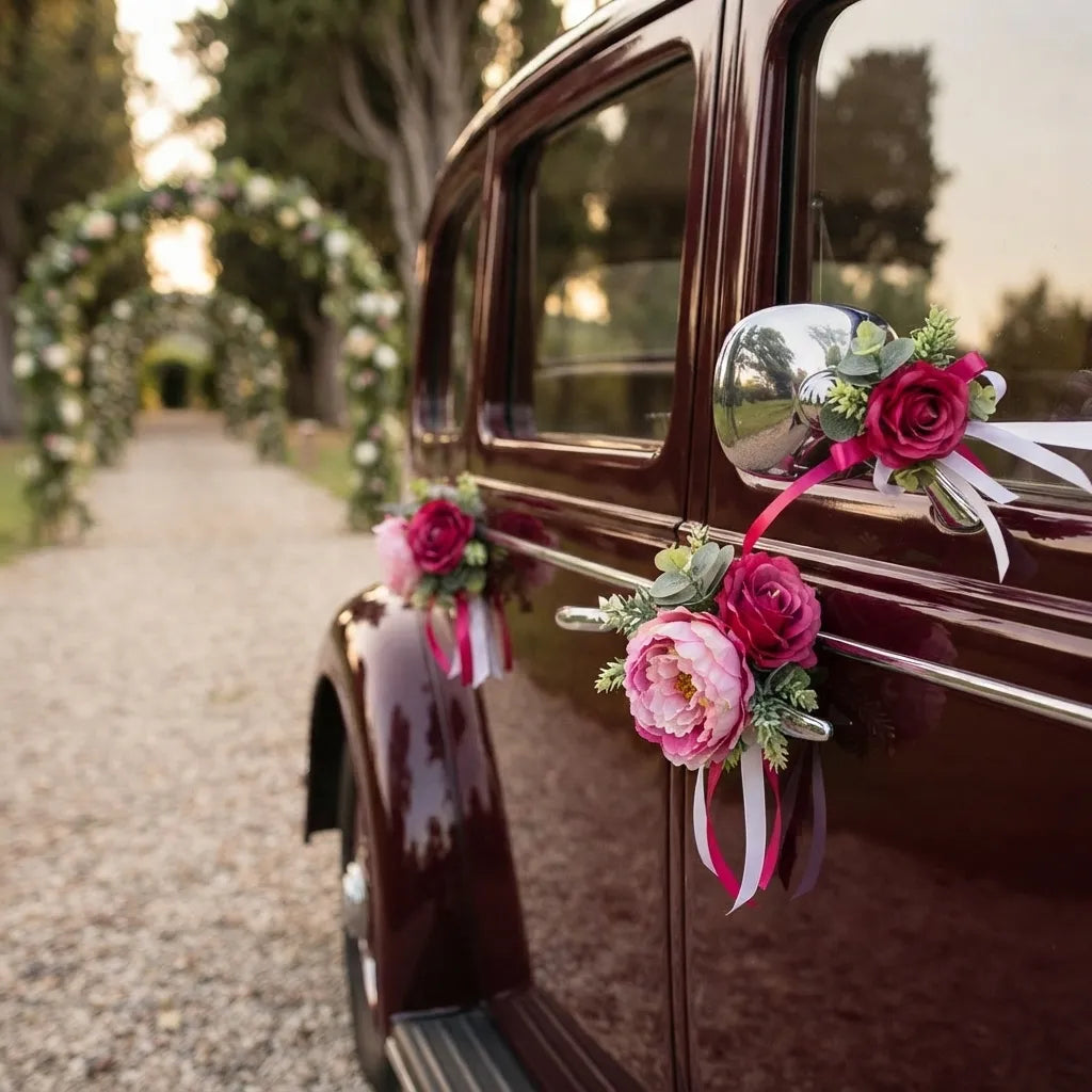 Petites Fleurs Roses Déco Voiture Minimaliste