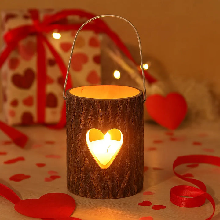 Photophore Bois Coeur 