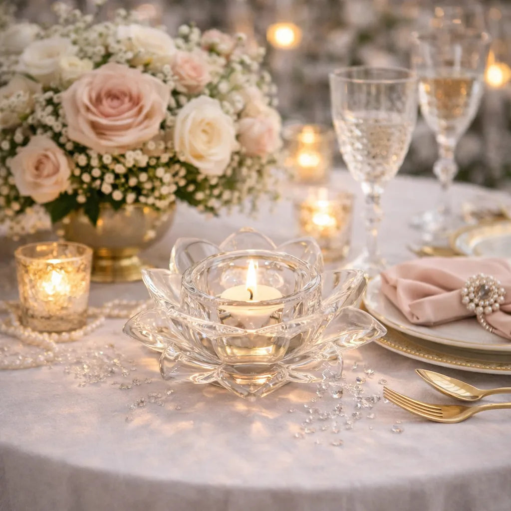 Photophore Mariage Fleur Transparent
