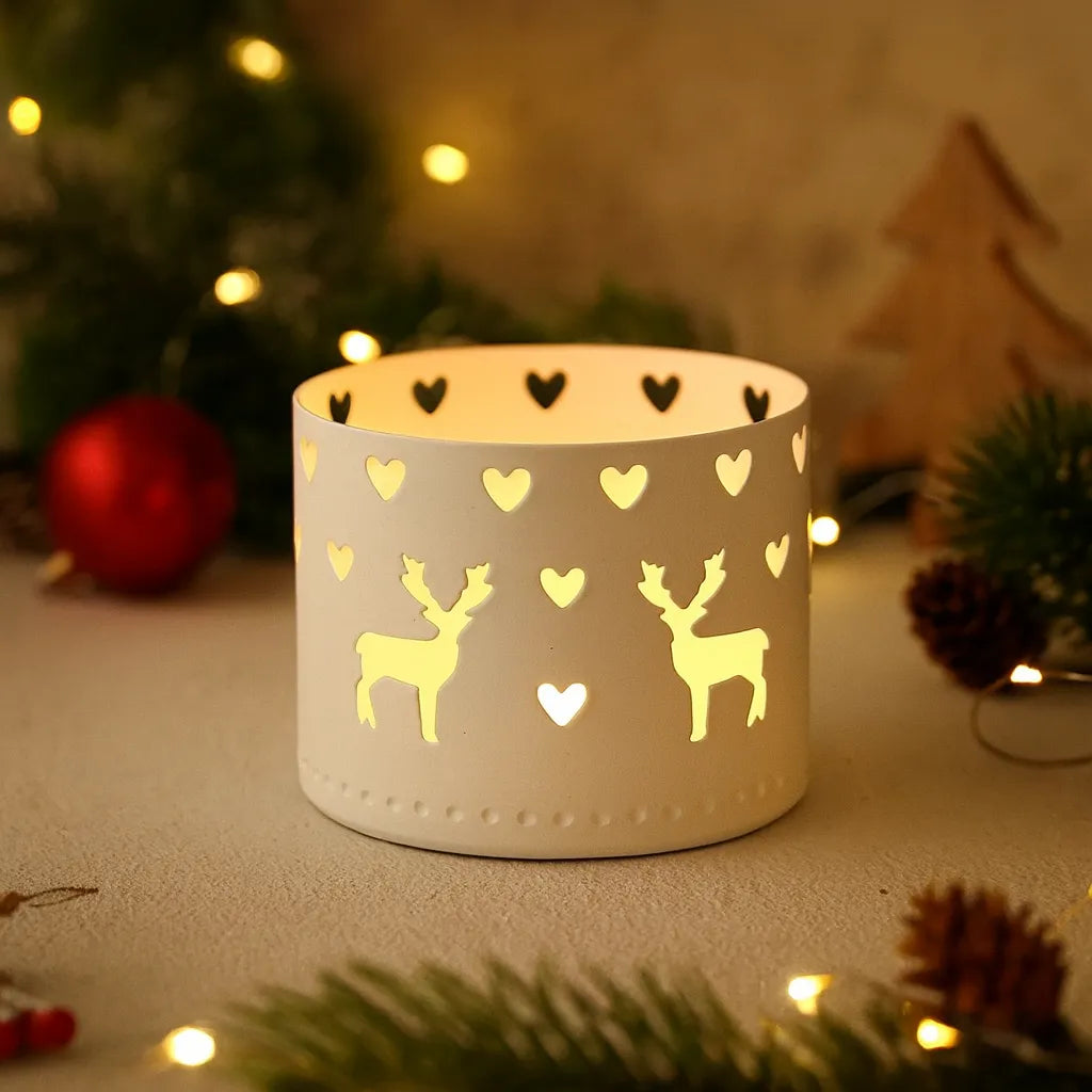 Photophore Noël Métal Blanc