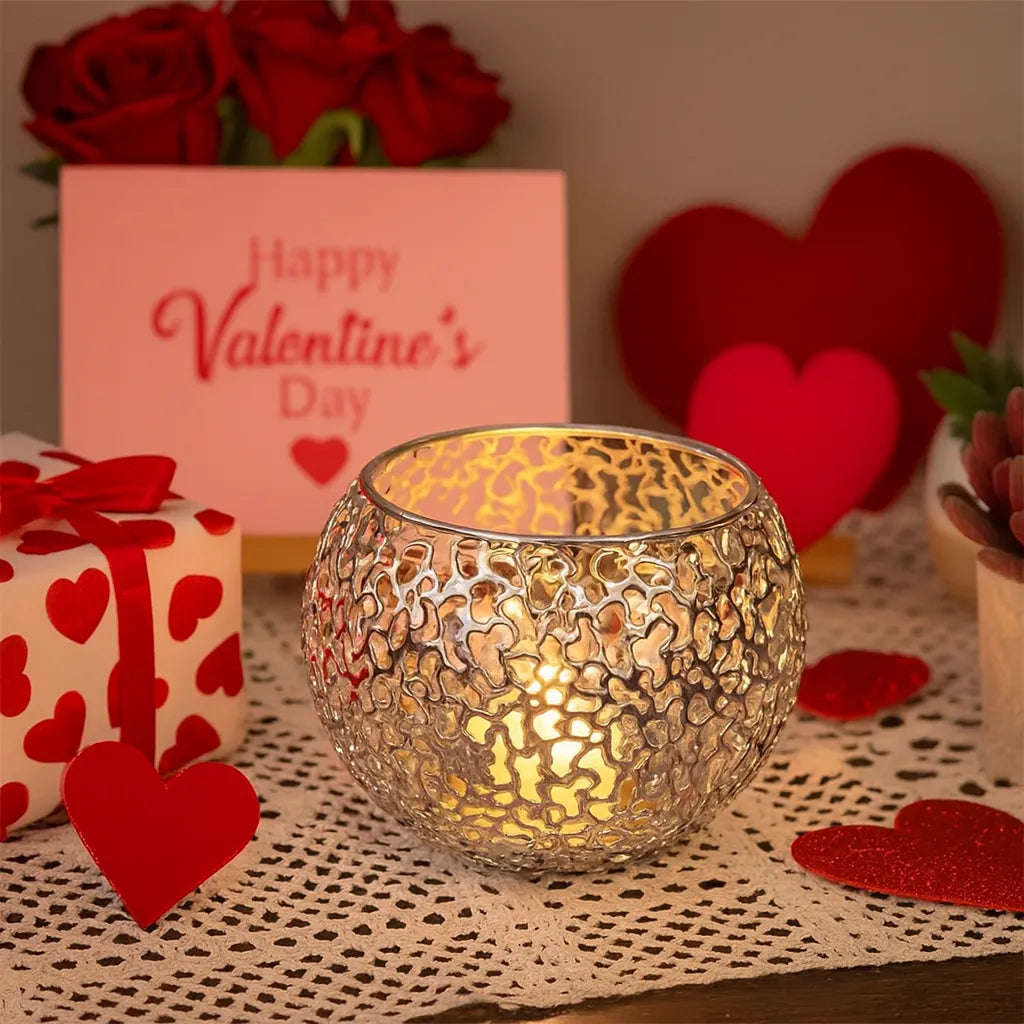 Photophore Saint-Valentin Ajouré Argenté