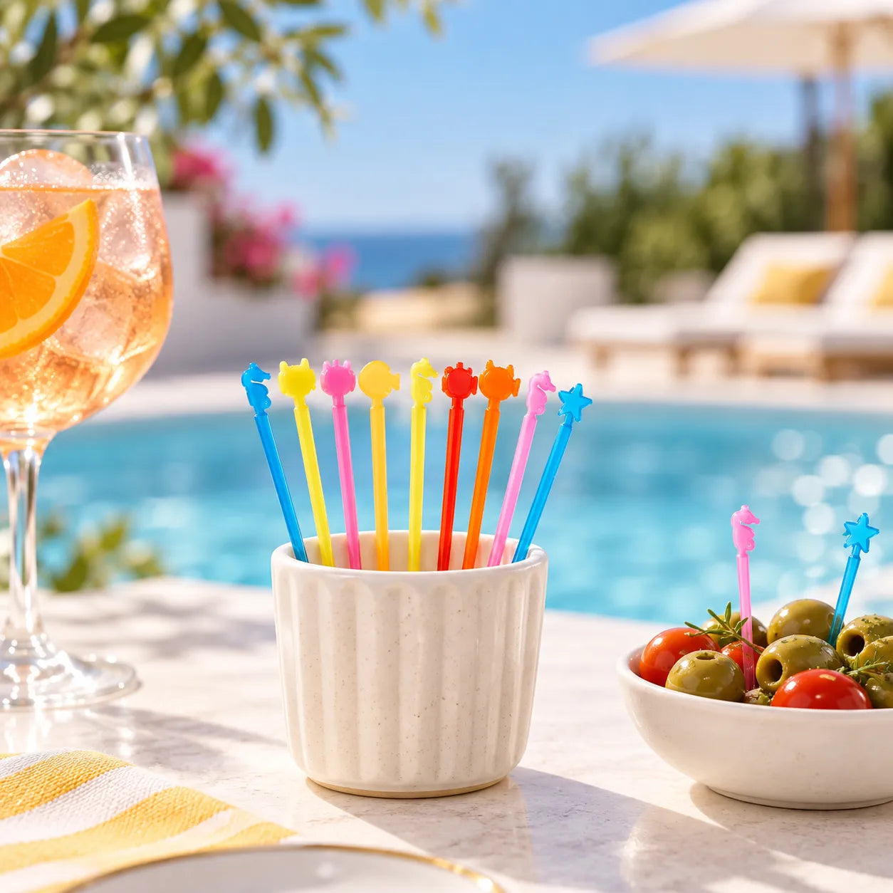 Pics Alimentaires en Plastique thème Océan tropical vacances