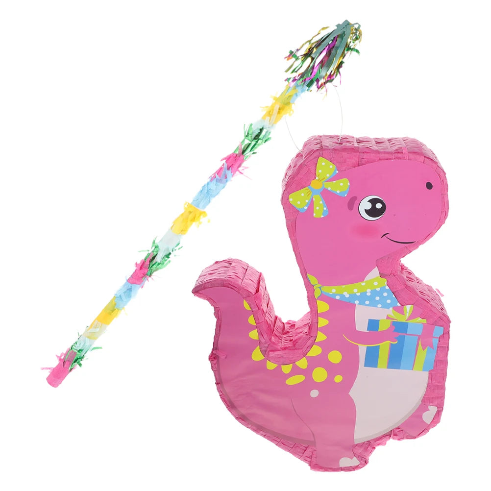 Pinata Anniversaire Dinosaure Rose Papier Résistant 