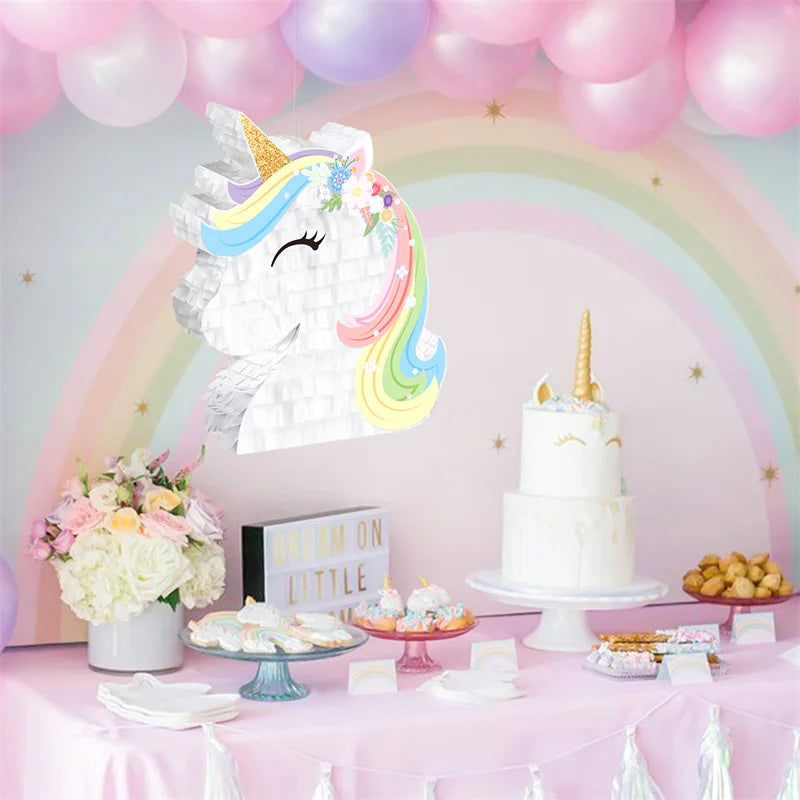 Pinata Anniversaire Tête de Licorne Légère 