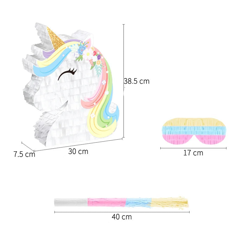 Pinata Anniversaire Tête de Licorne en Papier Résistant 