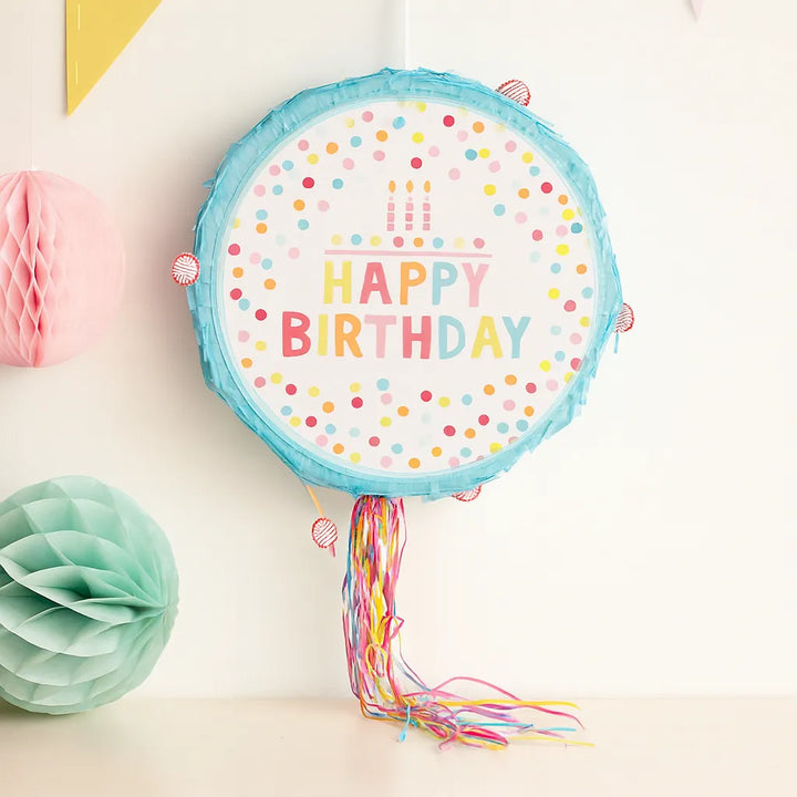 Pinata Happy Birthday Bleue